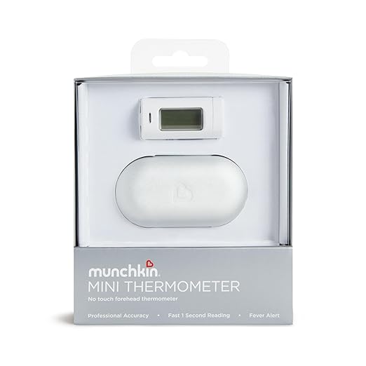 Munchkin® Forehead Baby Thermometer for Newborns, Kids and Adults, No Touch, Infrared, Fast 1 Second Digital Reading, Travel Case, White