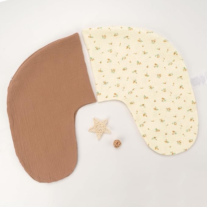 FUNUPUP 2 Pack Muslin Nursing Pillow Cover Compatible with Boppy Nursing Pillow, Soft Baby Nursing Covers for Breastfeeding Pillows for Boys Girls, Brown&Floral