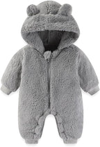 Newborn Baby Bear Outfit Suit Girls Boys Fleece Jumpsuit Romper Hooded Winter Snowsuit Clothes