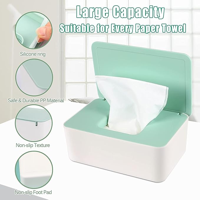 NOVWANG 3 Pack Baby Wipes Dispenser Wipes Holder with Lids, Keep Wipes Fresh, Refillable Wipes Container with Sealing Design, Bathroom Tissues Wipes Case Box