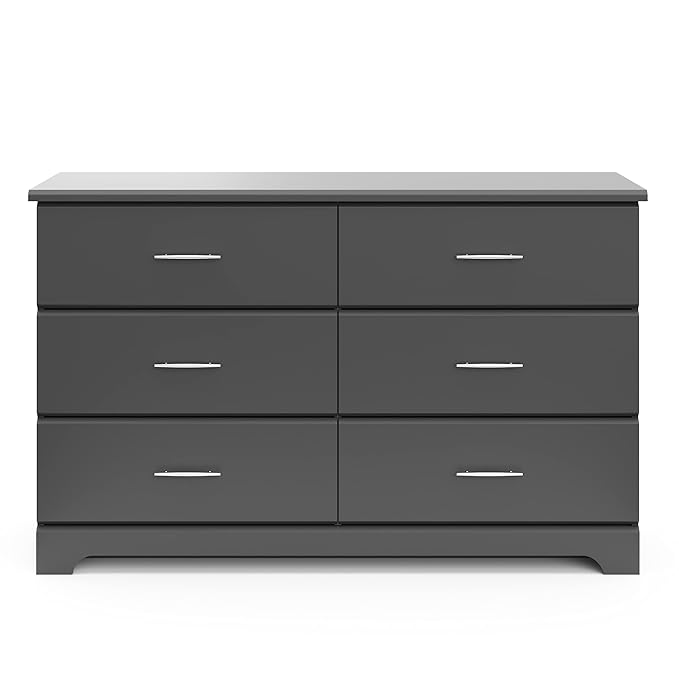 Storkcraft Brookside 6-Drawer Dresser (Gray) – GREENGUARD Gold Certified, Gray Dresser for Bedroom, Kids & Nursery Storage Chest, Safety Interlocking Drawers, Pre-Installed Tracks, Kids Chest