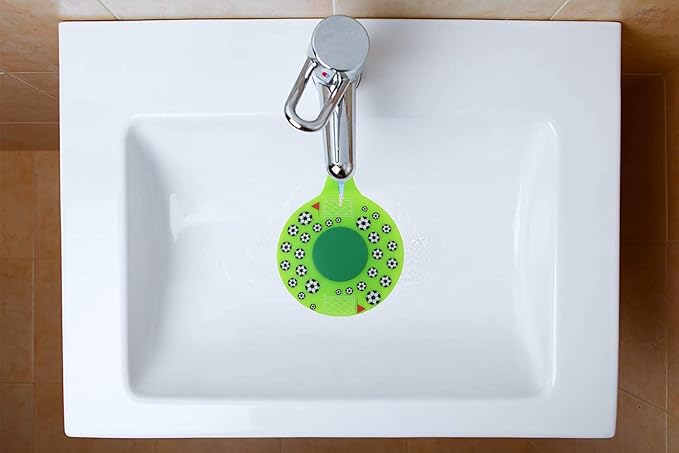 Bathtub Drain Stopper, Silicone Tub Stopper Plug, Universal Bath Drain Cover, Kids Tots Babies Gift (Green Football)