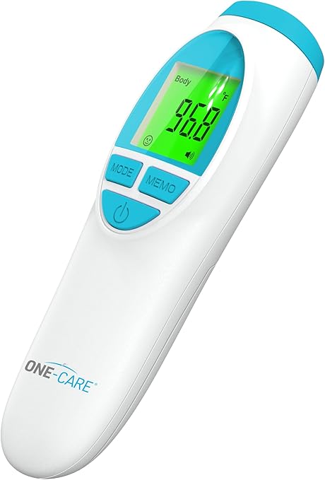 ONE-CARE Infrared Thermometer HTD8818A - Non-Contact, Homedics Thermometer, High Accuracy, Fast Reading, Body & Room Temp, Newborn Baby to Adult, Fever Alarm, Large Display