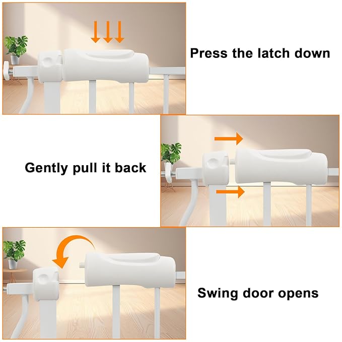 Extra Wide Baby Gate Extra Tall Dog Gate for Stairs Doorways White Metal Tension Child Pet Safety Gates with Pressure Mount 62-67 Inch (White)