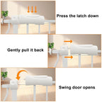 HOOEN 30" Tall Extra Wide Baby Gate for Doorways Stairs Large Long Dog Gates Pressure Mounted Indoor Safety Gates Walk Through Toddler Child Gates for Kids or Pets (White,76.38"-86.3")