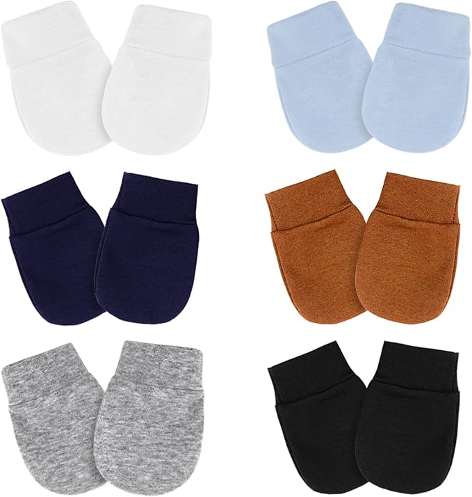 Newborn Baby Mittens No Scratch Cotton Elastic Wrist Gloves Infant Toddler Mittens for Baby Boy Girl 0-6 Months