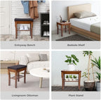 StrongTek Bamboo Shower Bench Seat with Cushion, Shower Stool with Storage Shelf, Lightweight, Non-Slip, Quick-Drain Design, 350 lbs Capacity, Ideal for Bathroom, Spa, Sauna, Living Room