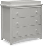 Delta Children Perry 3 Drawer Dresser with Changing Top and Interlocking Drawers, Moonstruck Grey