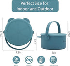 Snack Cups for Toddlers, Baby Snack Containers, Silicone Toddler Snack Cups No Spill, Food Catcher with Lid & Bucket-like Handle, BPA Free & Dishwasher Safe, 9 Ounce Colonial Blue