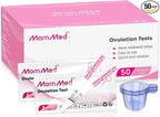 MomMed Ovulation Test Strips, 50 LH Ovulation Predictor Kit with 50 Collection Cups, Accurately Track Ovulation Test, High Sensitivity Result for Women Home Testing