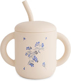 mushie 100% Silicone Training Cup & Straw for Toddlers | 6 Months+ (Lilac Flowers)