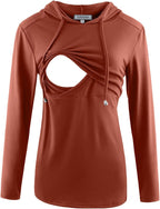 GINKANA Women's Nursing Hoodie Sweatshirt Long Sleeves Breastfeeding Maternity Tops Casual Clothes