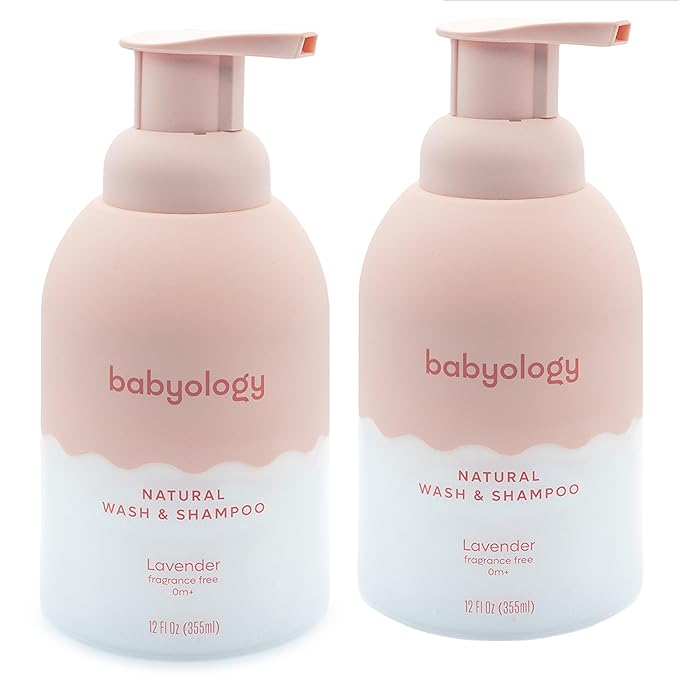 Babyology All Natural Baby Wash and Shampoo - 100% Edible Ingredients - with Organic Lavender Essential Oil (Fragrance Free) – 12 FL OZ - Good for Sensitive Skin - Non Toxic - Tear Free (Pack of 2)