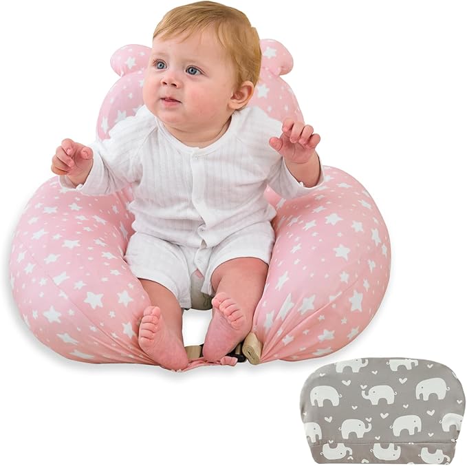 Nursing Breastfeeding Pillow with 2 Removable Cotton Covers, Ultra Soft Baby Feeding Pillow for More Support for Mom & Baby with Adjustable Waist Strap, Machine Washable, Plus Size