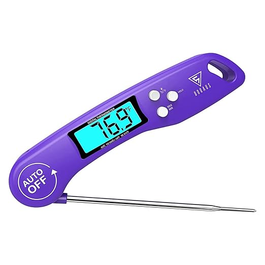 DOQAUS Digital Meat Thermometer, Instant Read Food Thermometers for Cooking, Kitchen Probe with Backlit & Reversible Display, Wide Temperature Range for Turkey, Grill, BBQ, Baking, Bread, Sourdough