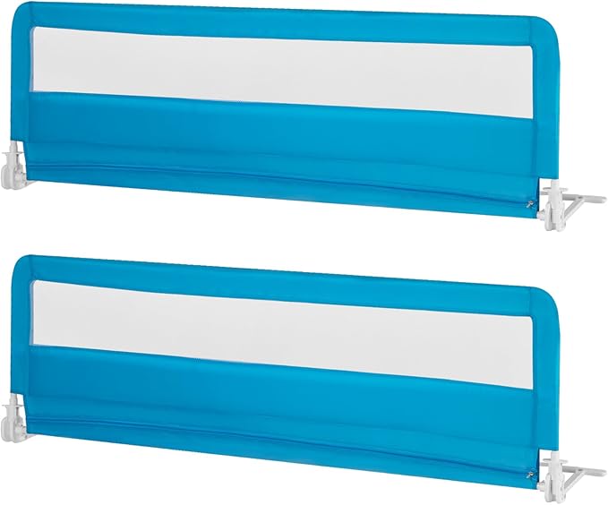 HONEY JOY Bed Rail for Toddlers, 71-in Extra Long, Portable Safety Bed Guardrail w/Double Safety Child Lock, Foldable Baby Bed Rail Guard, Fit King & Queen Full Twin Size Bed Mattress(Blue, Pack 2)