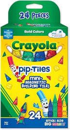 CreateOn Crayola Mini Magnetic PIP-Tiles, Bold Colors - Building Set for Kids, Magnetic Building Toys for Kids, STEM Travel Toys for Boys and Girls Ages 3+, 24-Piece Set (Bold)