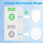 Family Toilet Seat Elongated, Built-in Toddler Potty Training Seat, Baby Toilet lid 2 in 1 Soft Close Quiet with Magnet, Easy Clean PP Material Safe and No Loosen (White Elongated 18.5 Inch)