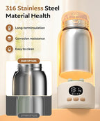 Portable Bottle Warmer for Travel, 17 Ounces Milk Warmer for Baby Breastmilk with Fast Heating & Precise Temp Control, Bottle Warmer for Car, Outdoors