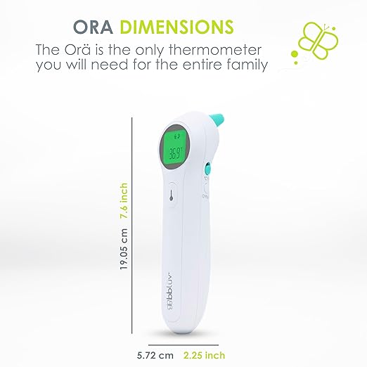 bblüv - Orä - Non-Contact Digital Infrared Thermometer, Ear Thermometer - 5 in 1 in LED Display, for Babies, Children, and Adults Tracking Fever Indicator – Fast 1 Second Temperature