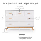 dadada Soho 5-Drawer Dresser for Nursery and Bedroom - Modern Design, Large Storage, Baby-Safe Finish, Soft Close Drawers, Anti-Tip Safety, Sturdy Legs & Solid Wood Handles, 47” Wide (White+Natural)