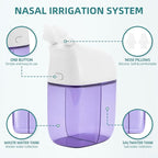 Nasal Irrigation System with 30 Saline Packets, Sinus Rinse Machine, Nose Sinus Cleaner Machine with Water Tank & Waste Collection Tank - Violet