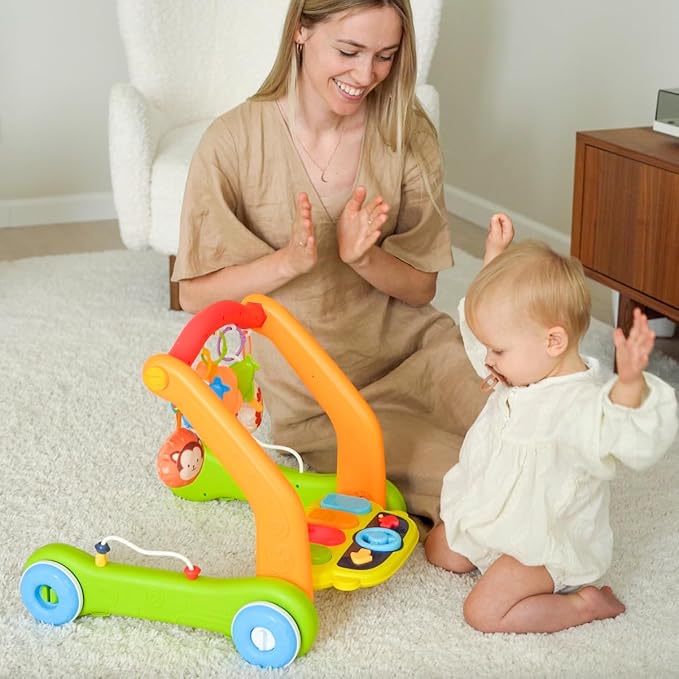 Move2Play, 4-in-1 Baby Play Mat & Activity Center Gym | Walker | Infant Toy for Tummy Time | Birthday Gift for 3, 4, 5, 6, 7, 8, 9, 10, 12 + Month Old Boys & Girls (Yellow)