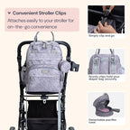 BabbleRoo Diaper Bag Backpack - Baby Essentials, Travel Essentials Baby Bag with Changing Pad, Stroller Straps & Pacifier Case - Unisex, Gray Swirls