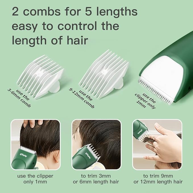 Baby Hair Clippers for Beginners - 13 Pieces Professional Baby Hair Cutting Kit, Silent Hair Clippers Autism with IPX7 Waterproof, Safe Ceramic Blades and LCD Display for Babies & Children & Adults