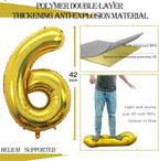 GOER Number 16 Balloons for 16th Birthday Sweet 16 Party Decorations,42 Inch Jumbo Foil Helium 61 Balloons for 61st Birthday Party Decoration (Gold)