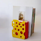 1 Pair 2pcs Yellow Cheese Heavy Metal Cookbook Ends to Hold Books, Book Ends for Kitchen and Home Decorative
