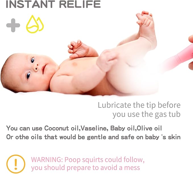 Gas and Colic Reliever for Babies, 20 Count Natural Solution Effective Instant Constipation Gas Relief for Babies Boys Girls Colic and Gas Relief, Pink