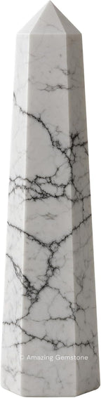 Amazing Gemstone Howlite Crystal Towers - Natural Healing Crystal Point Obelisk for Reiki Healing and Crystal Grid (3 Inch)