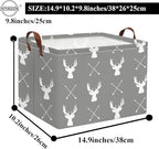 HIYAGON Baby Basket Cute Toy Bin for Boys and Girls Kids Storage Bin Organizer Box Gift Basket Empty Rectangular Deer Room Decor for Home(Grey deers)