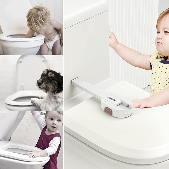 Toilet Locks Baby Proof - OKEFAN Toilet Seat Lock Child Safety for Toddlers Adhesive Kids Proofing Toilet Lid Lock Easy to Install No Drill Needed (2)