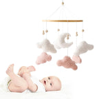 EERKEOD Baby Crib Mobile Bunny Nursery Mobile for Boys Girls Teddy Velvet Mobile Nursery Decor for Infant Bedroom Hanging Baby Mobile for Bassinet Newborn Baby Gift（Pink Clouds）