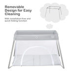 BABY JOY 2 in 1 Travel Crib with Side Zipper, Portable Baby Playard with Soft Washable Mattress, Installation-Free Home Playard with Carry Bag for Airplane, Lightweight Playpen for Infants &Toddlers