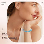 105pcs 10mm Rhinestone Beads for Jewelry Making, Aquamarine Shiny Round Disco Ball Beads Bulk, Sparkle Crystal Clay Christmas for Bracelet Baseball Necklace Earring Crafting and DIY