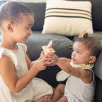 Moonkie Baby Fruit Feeder, BPA Free Silicone Food Feeder for Infant Self Feeding, Mesh Feeder with Two Pouches, Baby Shower Gifts 4 Months+, 2 Pack