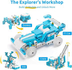 WhalesBot D1 21-in-1 STEM Coding Robot Kit for Kids (Ages 4-10), 280+ Pieces Educational Building Set with APP-Controlled & Programming, 3D APP Guidance, Ideal Toy Gift for Boys & Girls