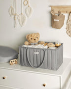 Blissful Diary Baby Diaper Caddy Organizer, Stylish Storage Basket for Newborn Essentials and Diaper Station, Gift for Baby Shower and Registry Must-Have, Light Gray