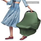 Yoofoss Nursing Cover Breastfeeding Scarf - Baby Car Seat Covers, Infant Stroller Cover, Strechy Carseat Canopy for Boys and Girls (Dark Green)