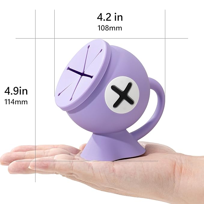 Li&Zhao Toddler Snack Cups - Baby Snack Containers Silicone Snack Cups for Toddlers Spill Proof Baby Food Catcher for Toddlers and Babies(Purple)