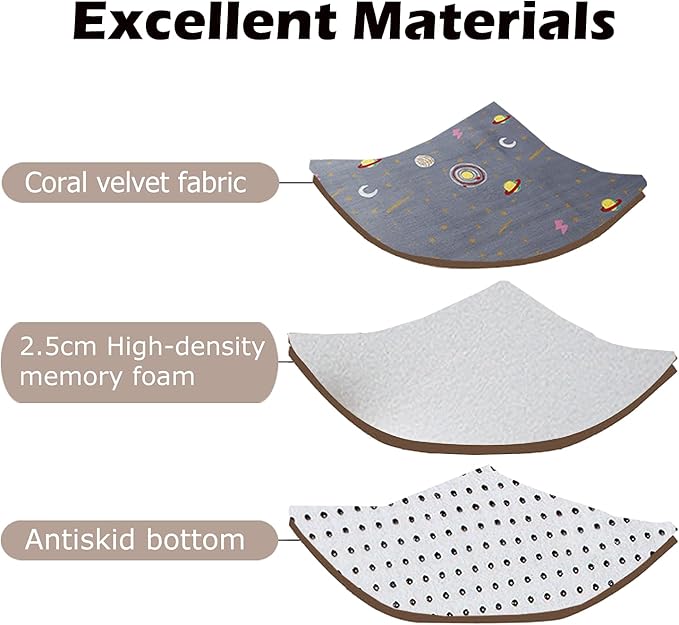 Loartee Coral Velvet Area Rug - 1" Thick Memory Foam Baby Play Mat, Washable Toddler Carpet, Home Decor for Living Room, Nursery, Kids Bedroom, Astral Gray, 6'7"x7'10"