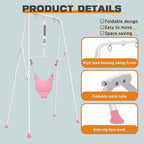 2-in-1 Baby Jumper & Swing - Foldable Stand, Stable Toddler Swing Set for Indoor & Outdoor Use (Pink)