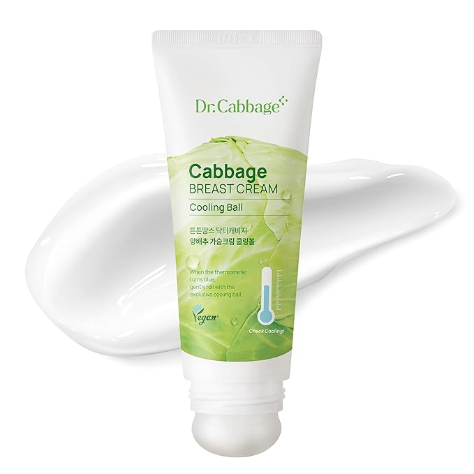 Dr.Cabbage+ Cabbage Breast Cream 3.38 Oz with Special Cooling Ball applicator | For Engorgement, Mastitis, Stop Lactation | Trusted by Korea Mother, Breastfeeding Essencial