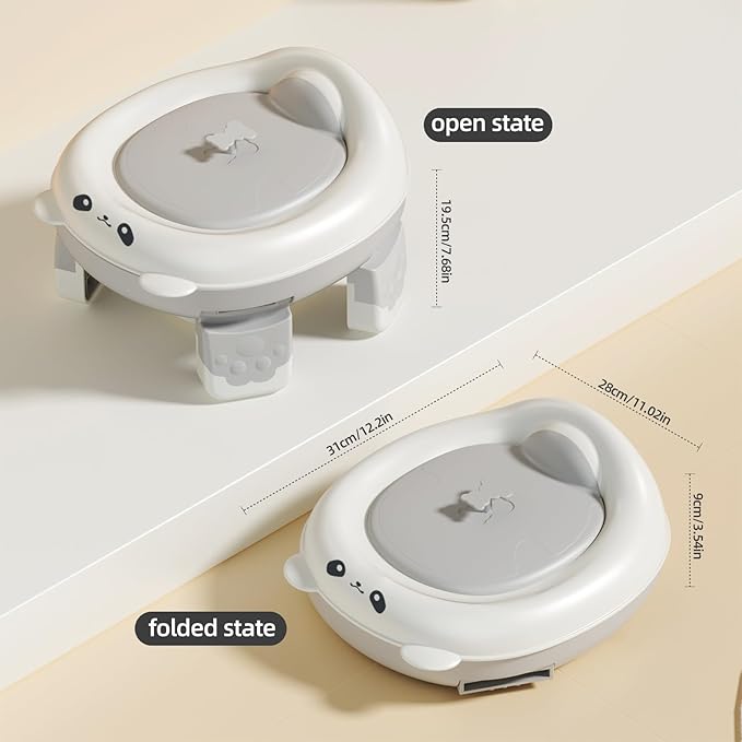 Portable Travel Potty, Training for Baby to Toddler, Travel Toilet Seat with Charts and Storage Bag, Folding Potty for Kids Boys Girls Indoor and Outdoor (Gray)