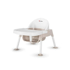 Foundations Secure Sitter 5" Feeding Chair, Stable “No Tip” Feet, 3-Point Adjustable Harness, Removable Tray, Easy to Clean, Smooth Plastic (White/Tan)
