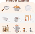 ROBOTIME Wooden Play Kitchen Set, Play Kitchen Set for Kids with Realistic Design, Kids & Toddlers Kitchen Playset with Dishwasher, Toy Kitchen Set for Boys and Girls Ages 3+ (Brown)