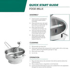 OCS Parts Pro Series Stainless Steel 3.5-Quart Food Mill with 3 Milling Discs | Rotary Food Mill for Purees, Applesauce, Jam, Baby Food, Tomato Sauce Mashed Potatoes and More